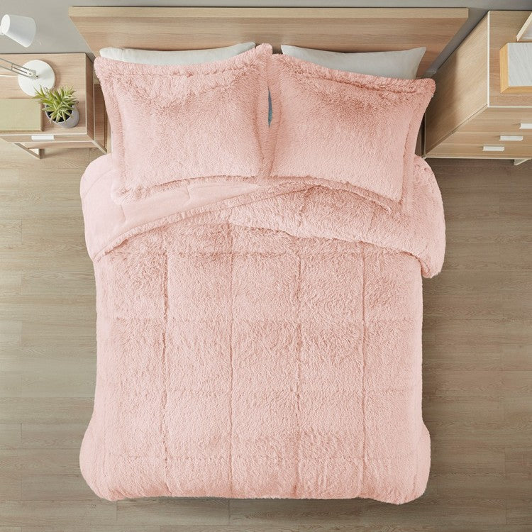 Full Queen Shaggy Long Fur Comforter Mini Set