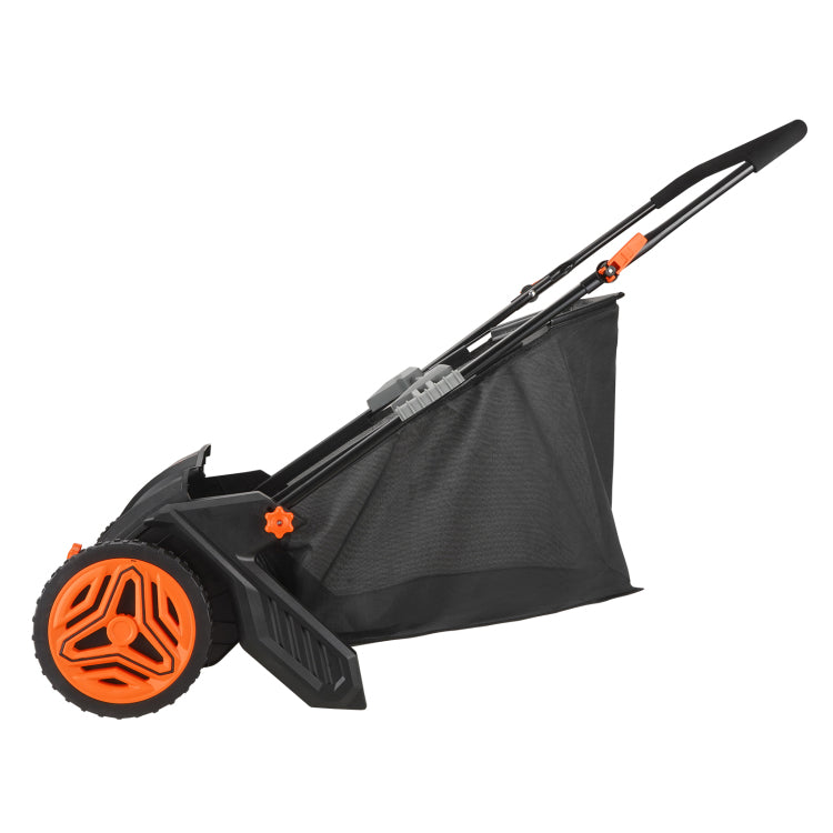 Push Lawn Sweeper, 21 Inch Leaf & Grass Collector, Strong Rubber Wheels & Heavy Duty Thickened Steel Durable To Use With Large Capacity 3.5 Cu. Ft. Mesh Collection Hopper Bag, 2 Spinning Brushes