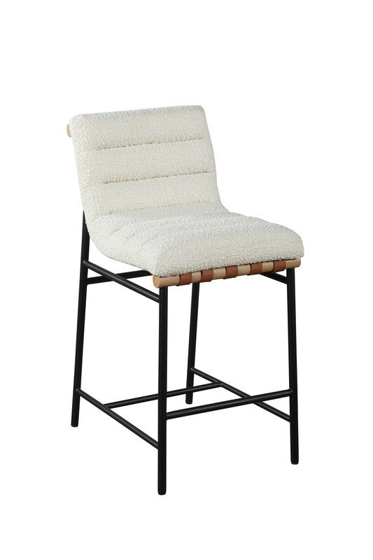 Liana 17.75"W White Boucle Fabric Counter Height Chair