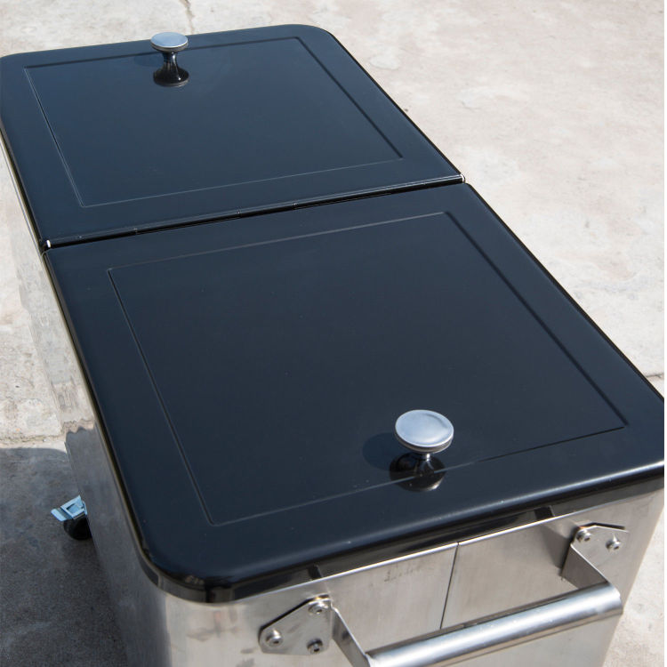 Outsunny 80 Qt Rolling Cooling Bins Ice Chest On Wheels Outdoor Stand Up Drink Cooler Cart For Party, Silver