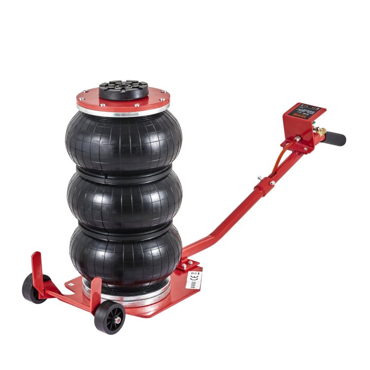 Air Jack, 3 Ton 6600 Lbs Triple Bag Air Jack, Airbag Jack With Six Steel Pipes, Lift Up To 17.7 Inch 450 Mm, 3 5 S Fast Lifting Pneumatic Jack, With Long Handles For Cars, Garages, Repair, Red