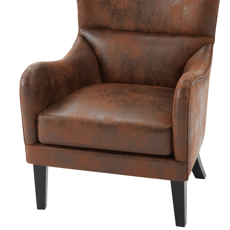 Hi Back Vintage Distressed Lounge Chair With Ottoman,Classic Tufted Design & Nailhead Trim For Living Room, Study, Bedroom
