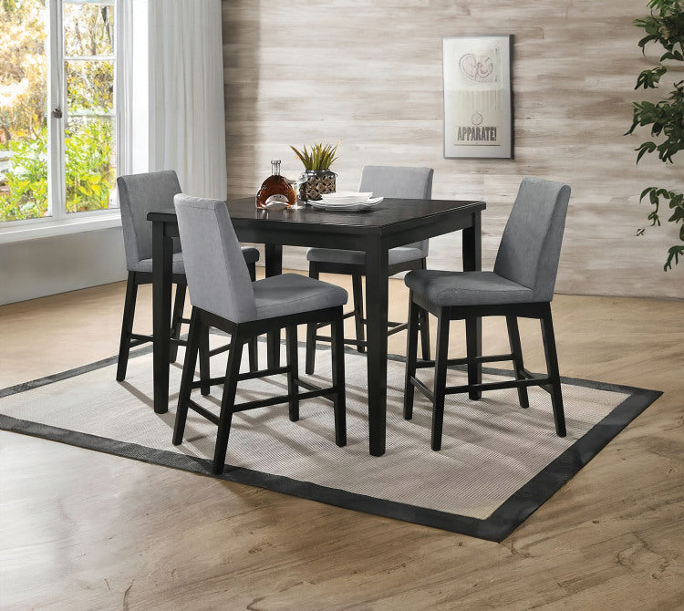 2Pc Counter Height Chair Contemporary Style Upholstered Seat And Back Dark Walnut Finish Dining Room