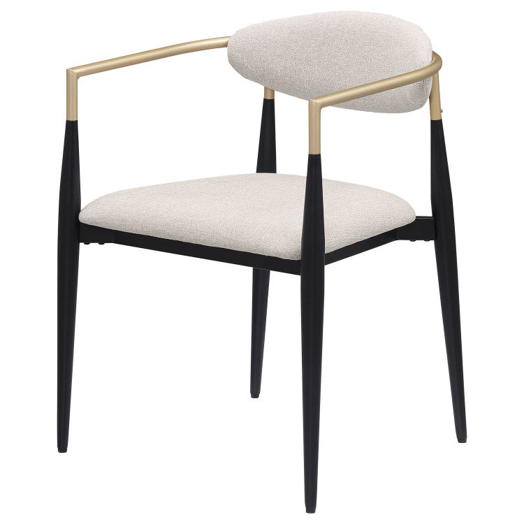 Mistra Beige Fabric Upholstered Dining Arm Chair Set Of 2