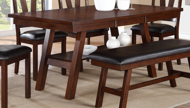 Dining Table Rectangle Dining Table W Shelve 1Pc Table Only Rubber Wood Dark Walnut Finish Dining Room Furniture