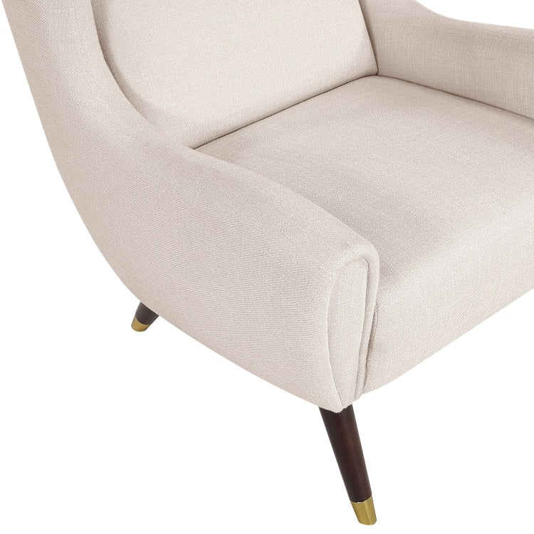 Modern Wingback Upholstered Beige Accent Chair 1Pc Solid Wood Sleek Design Luxury Furniture