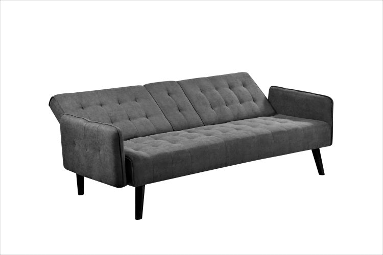 72" Sleeper Sofa Bed Convertible Folding Backrest To Full Bed With Cup Holder & Drop Down Table Space Saving Linen Sofa For Small Spaces Easy Assembly, Dark Grey
