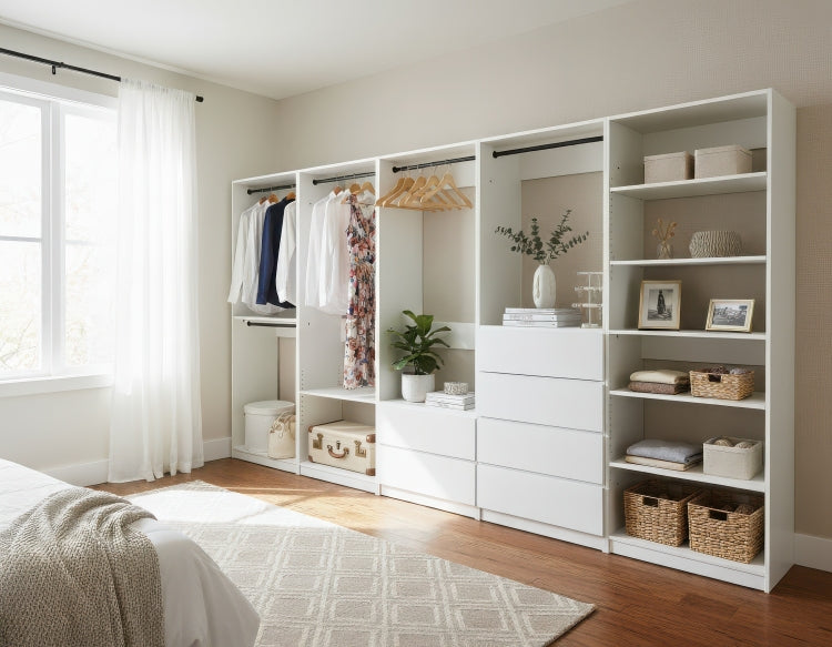 Prosper White Freestanding Walk In Wood Closet System