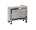 Classic Luxury Look Silver 1Pc Nightstand Wooden Bedside Table Drawers W Mirror Glass Panel Bedroom Furniture