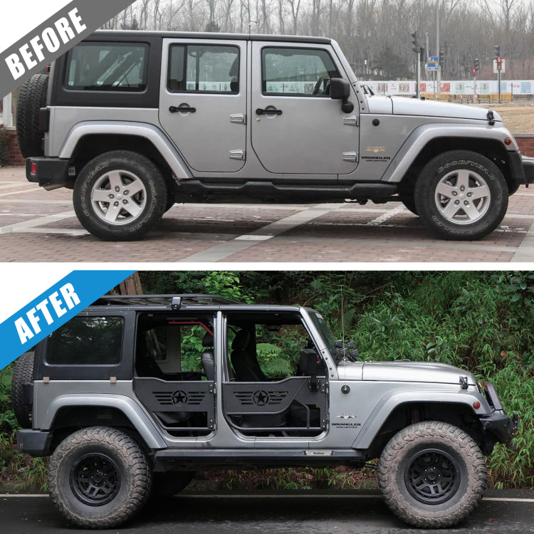 Off Road Steel Tubular Door With Side View Mirror For 2007 2018 Jeep Wrangler Jk 4 Door
