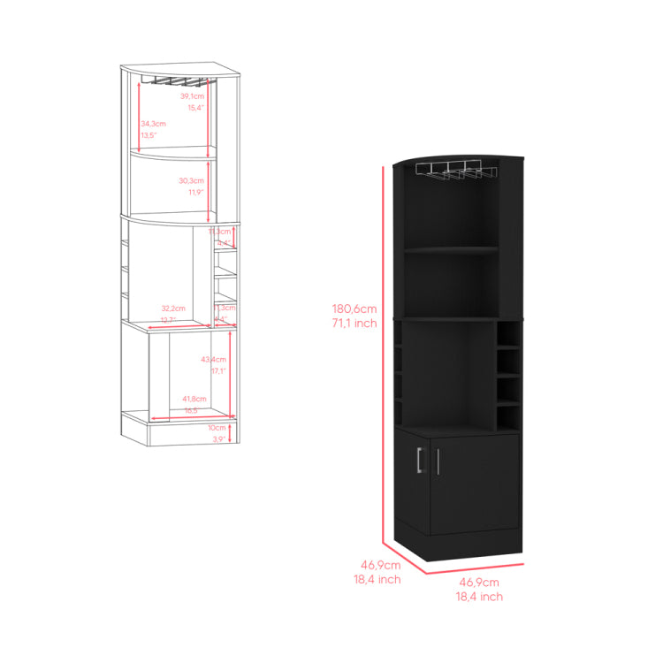 Corner Bar Cabinet Atanasio, Living Room, Black