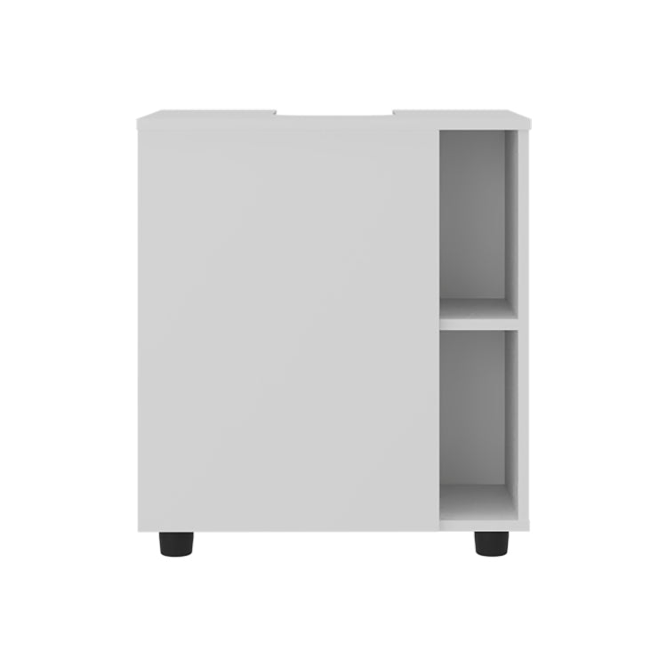 Parade Under Pedestal Sink Cabinet, 1 Door, 5 Open Compartments, Melamine Finish, White