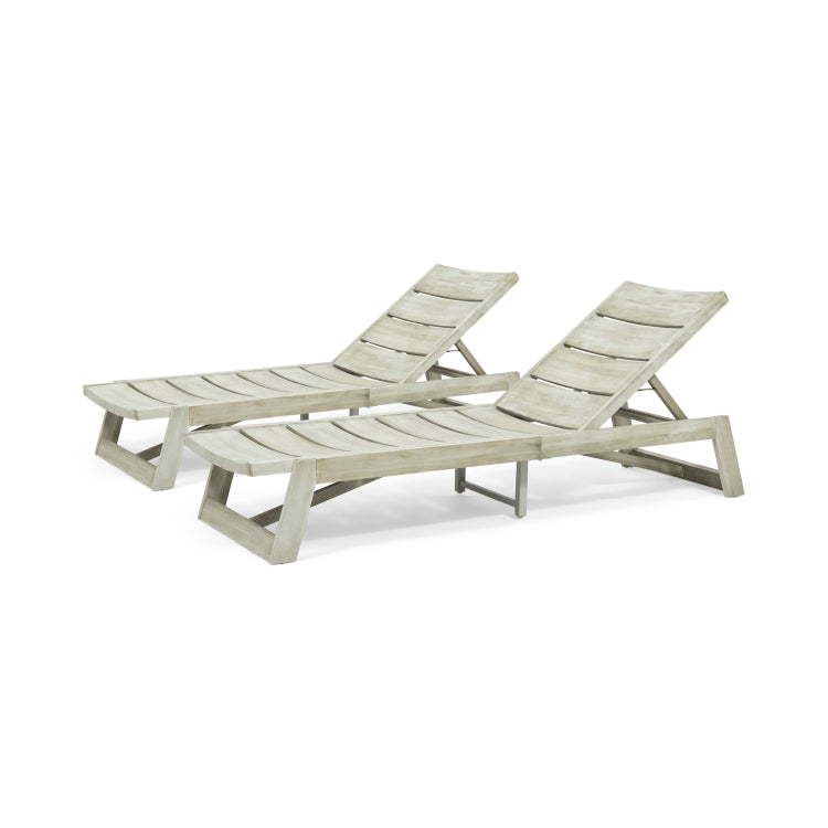 MAKI CHAISE LOUNGE SET OF 2 grey - metal & wood