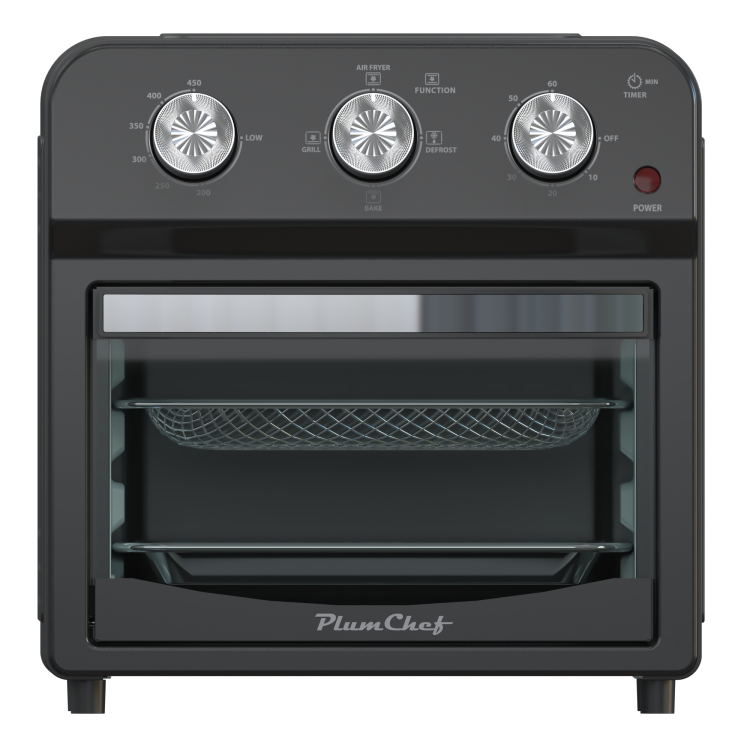 12.5 Quart Air Fryer Convection Toaster Oven, 1500W, 4 Cooking Modes, 7 In 1 Multifunction With Roast, Bake, Grill, Broil, Toast, Dehydrate, Defrost, Stainless Steel, Black