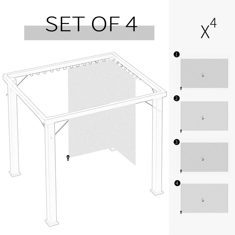 Outsunny 10' X 12' Universal Gazebo Sidewall Set With Panels, Hooks And C Rings Included For Pergolas And Cabanas, Gray