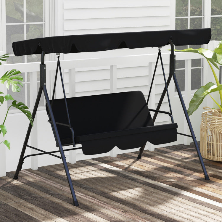 Outsunny 3 Seat Outdoor Patio Swing Chair With Removable Cushion, Steel Frame Stand And Adjustable Tilt Canopy For Patio, Garden, Poolside, Balcony, Backyard, Black 2