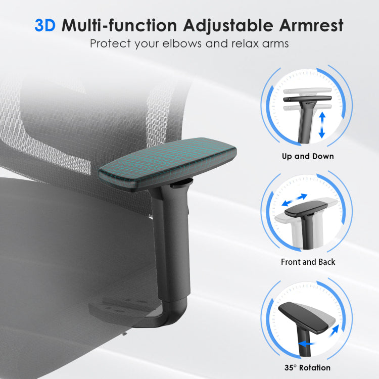 Ergonomic Office Chair,Mesh Desk Chair With Adjustable Lumbar Support And Headrest,Comfy Computer Chair With 3D Armrest Recling Swivel Chair For Home And Office, Black & Black