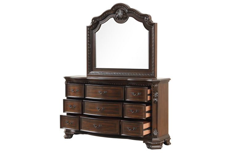 Traditional Style Mirror Made With Wood Frame In Walnut