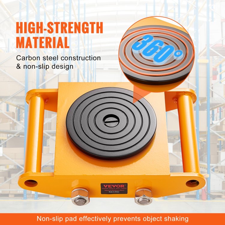 4Pcs Machinery Skate Dolly, 26455Lbs 12T Industrial Machinery Mover, Heavy Duty Carbon Steel Machinery Moving Skate & 4 Carbon Steel Wheels And 360 Rotation Non Slip Cap For Warehouse, Factory