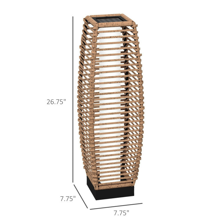 Outsunny Solar Floor Lamp, Outdoor Rattan Garden Lantern Pathway Light & Decorative Driveway Lighting With Auto On Off Led Lights For Porch, Yard, Lawn, Courtyard, Deck, Sand