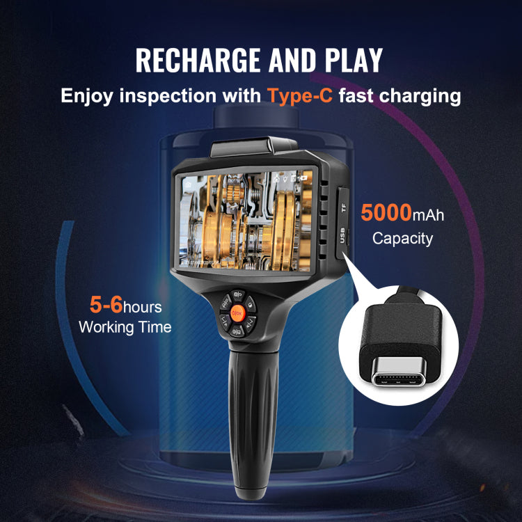 Triple Lens Borescope, 5" Ips Screen Inspection Camera With Lights, 8X Zoom 1080P Hd Split Screen, 10 Led Lights Scope Endoscope Camera For Automotive, Plumbing 16.5Ft Cable, 32Gb Card