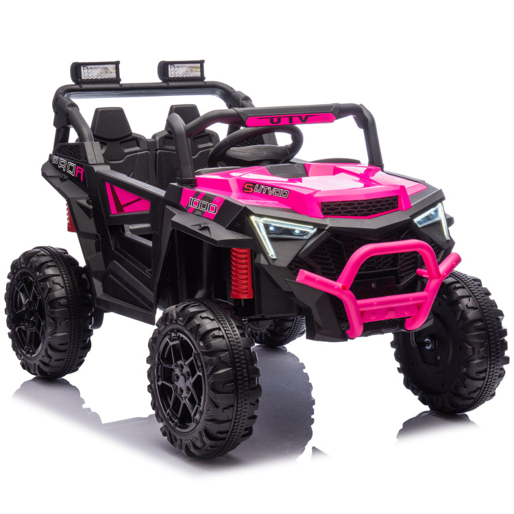 24V 400W Kids Ride On Electric Utv W Parents Remote Control,Four Wheel Suspension,Led Lights,Portable Handle,Advanced Center Panel With Usb,Mp3,Music,Bluetooth,Power Display For Kids Aged 3