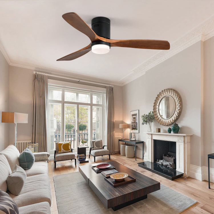 52 Inch Indoor S 3 Solid Wood Fan Blade Noiseless Reversible Motor Remote Control With Light