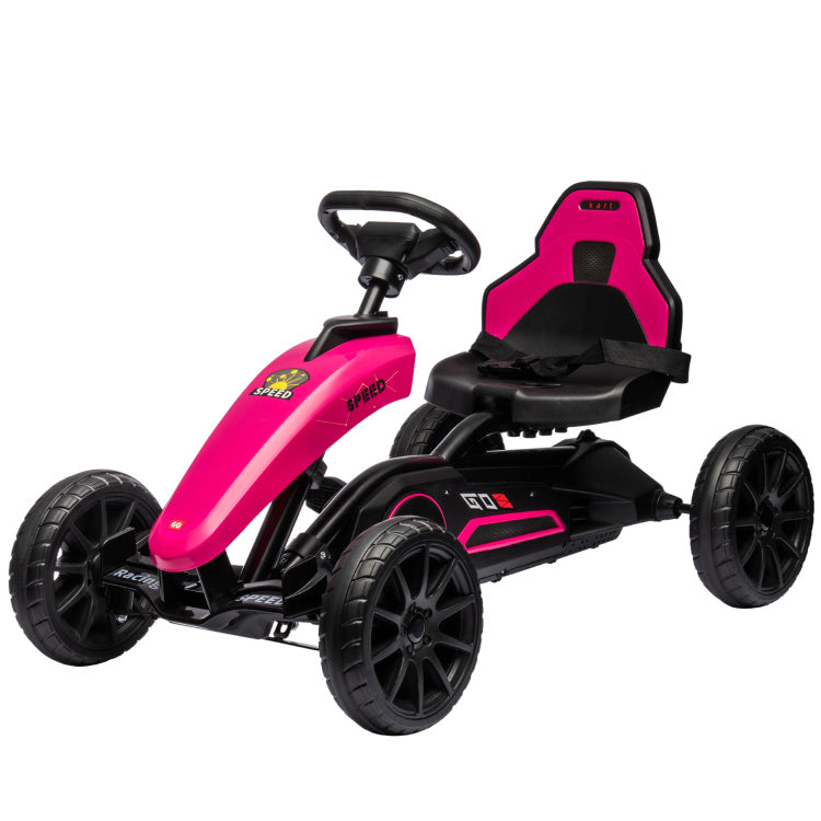 Aosom Kids Pedal Go Kart, Outdoor Ride On Toys With Swing Axle, Adjustable Seat, Handbrake, 4 Shock Absorbing Wheels, Gift For Boys And Girls Aged 3 8 Years Old, Pink