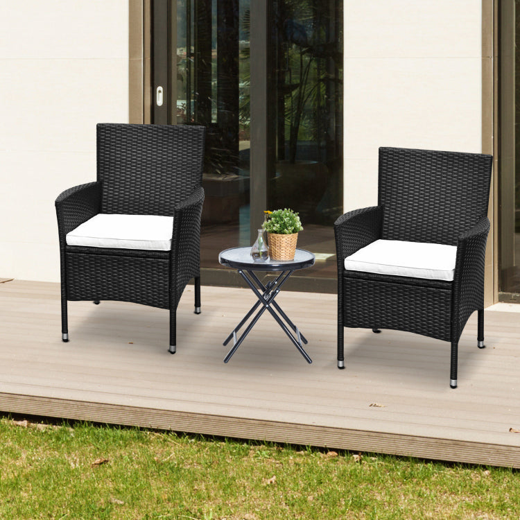 Outsunny 2 Pcs Rattan Wicker Dining Chairs With Cushions And Anti Slip Foot, Patio Stackable Chairs Set For Backyard, Garden, Lawn, Dark Coffee