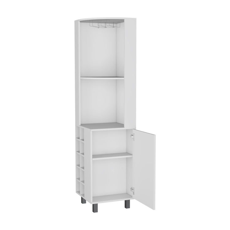 Leah Corner Bar Cabinet With Large Storage And Wine Rack. White