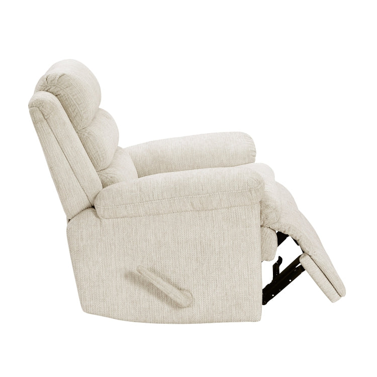 Glider Swivel Recliner Chair Beige Microfiber Upholstery Plywood Frame Durable Plush Comfort Living Room Furniture 1Pc