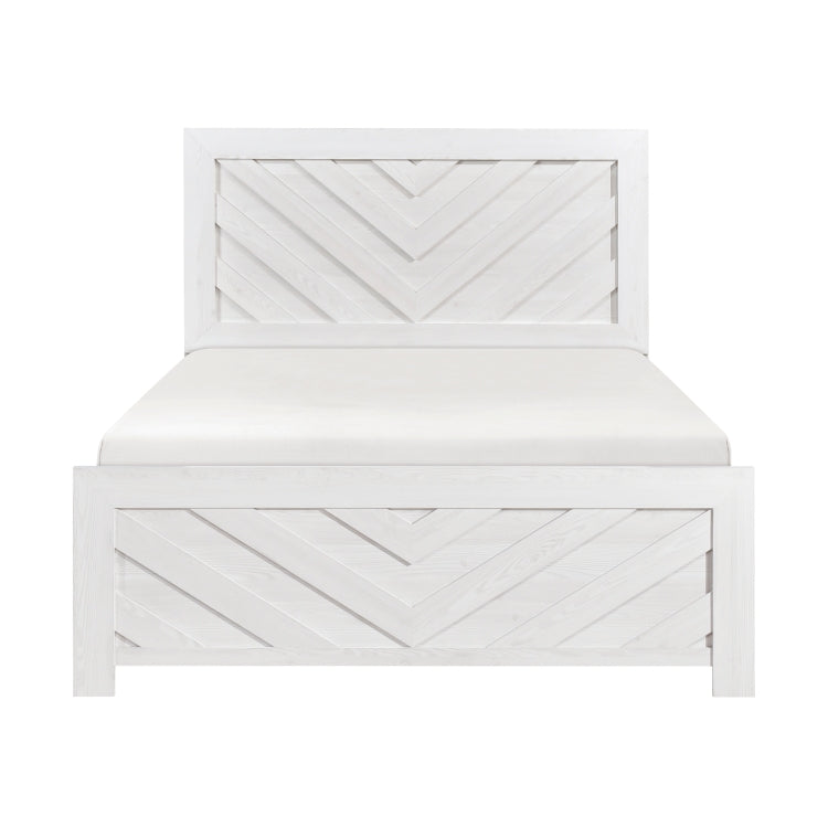 Contemporary White Finish Queen Size Panel Bed Wooden Bedroom Furniture 1Pc, Bed In A Box