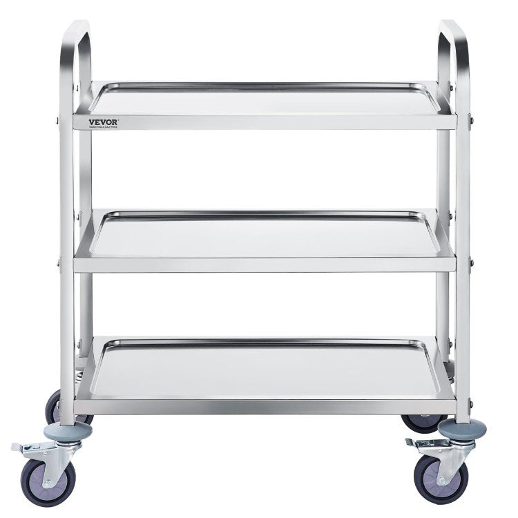 Stainless Steel Cart, 3 Layers Lab Utility Cart 400 Lbs Weight Capacity, Medical Cart With Lockable Universal Wheels, For Lab, Clinic, Kitchen, Salon