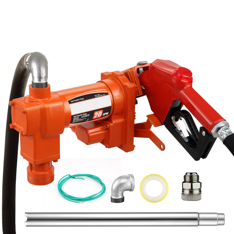 Fuel Transfer Pump, 12V Dc 20 Gpm 1 4 Hp, Gasoline Extractor Pump With Automatic Nozzle, Discharge Hose & Suction Pipe For Gasoline, Diesel, Kerosene, Ethanol & Methanol Blends, And Biodiesel