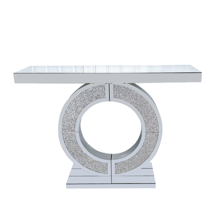 O Shaped Mirror Console Table With Crystal Hallway Entry Home D Cor, Handicrafts Mirror Table For Living Room,Mirror Glass Table For Room