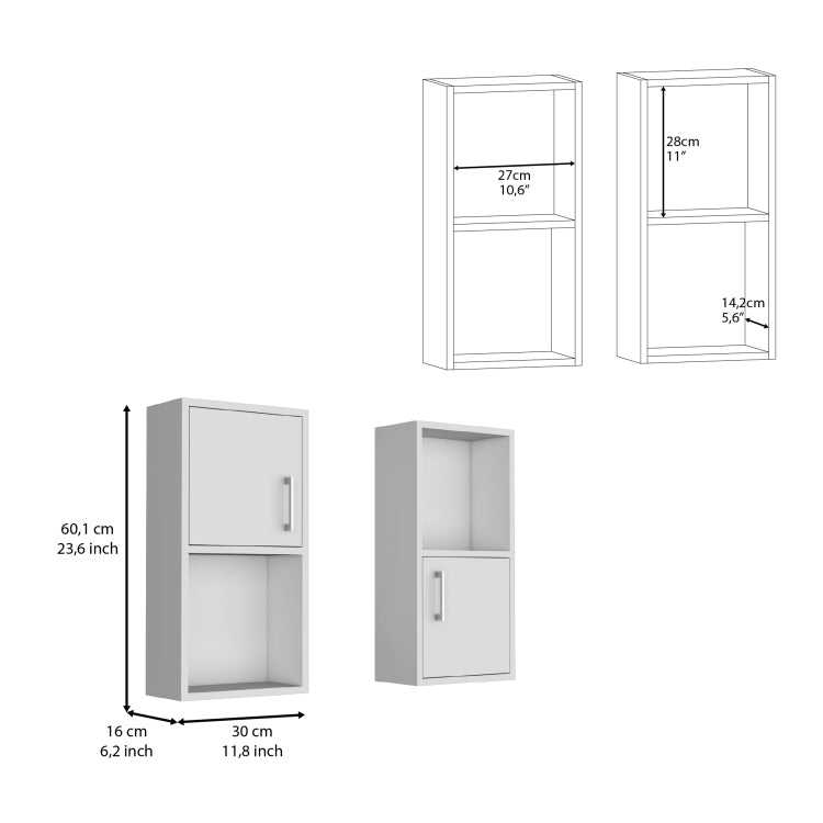 Wall Mounted Bathroom Medicine Cabinet Eak 24" H , Two Doors, Two Shelves,White