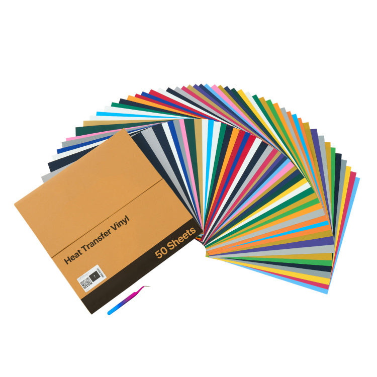 Heat Transfer Vinyl Htv Iron On Vinyl Bundle 50 Pack 12 X 12 In Multicolor