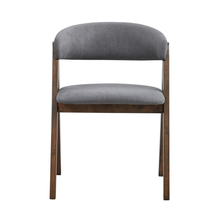 Walnut Finish Side Chairs Set Of 2, Upholstered Seat And Back Wooden Modern Dining Furniture