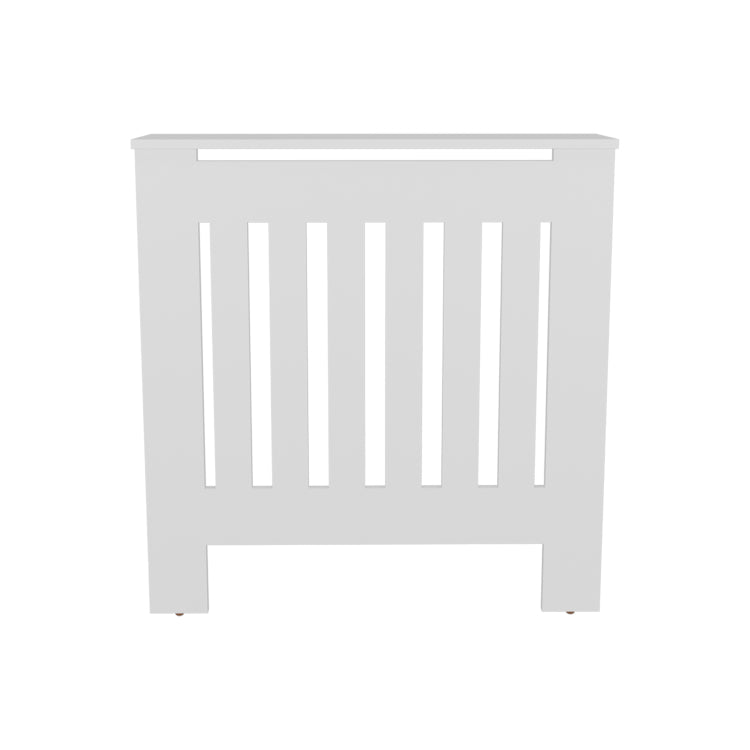 Radiator Cover Cabinet With Slatted Panel, Modern Home Furniture For Heating Units, Ventilated Decorative Enclosure, White