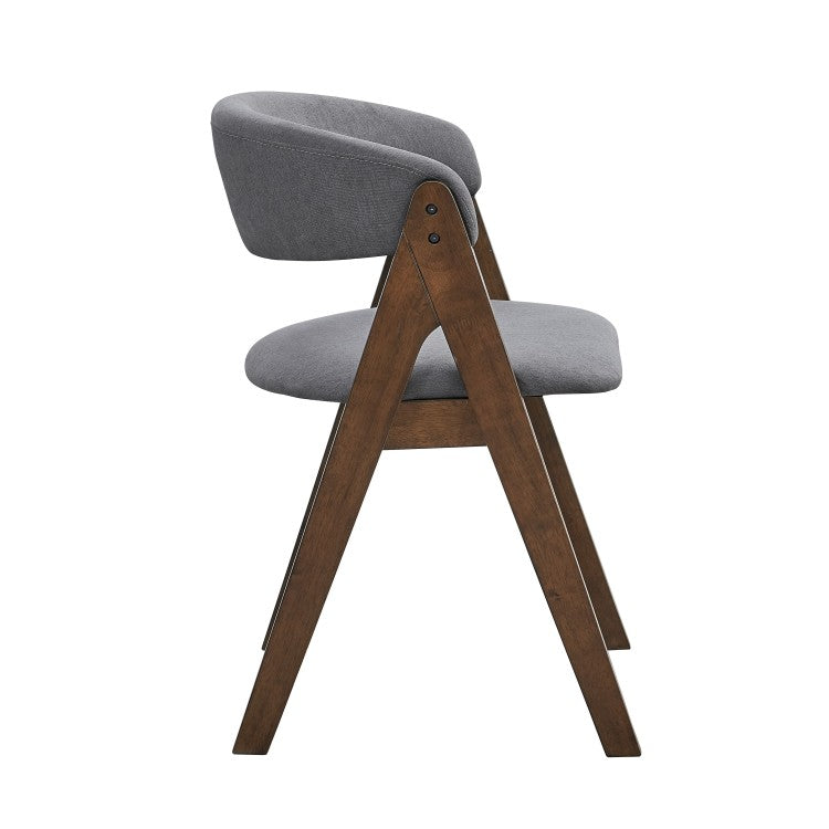 Walnut Finish Side Chairs Set Of 2, Upholstered Seat And Back Wooden Modern Dining Furniture