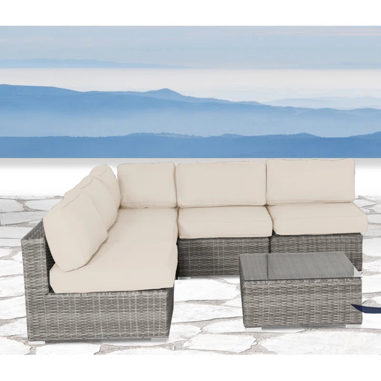 All Weather Rattan 6 Piece Seating Group With Premium Cushions No Assembly Required