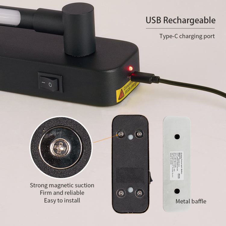 Rechargeable Wall Lights With Remote Control Led Picture Lights For Bedroom Wireless Magnetic Clip On Art Light Fixtures 3Cct Dimmable In Black