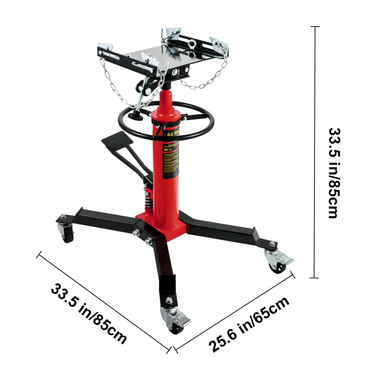 Transmission Jack,3 5 Ton 1322 Lbs Capacity Hydraulic Telescopic Transmission Jack, 2 Stage Floor Jack Stand With Foot Pedal, 360 Swivel Wheel, Garage Shop Lift Hoist, Red