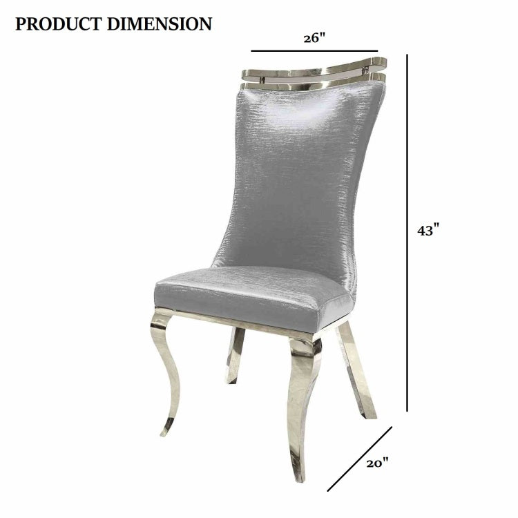 Glam Style 2Pc Side Chair Leather Upholstered Tiger Printed Saber Legs Silver Finish Dining Room