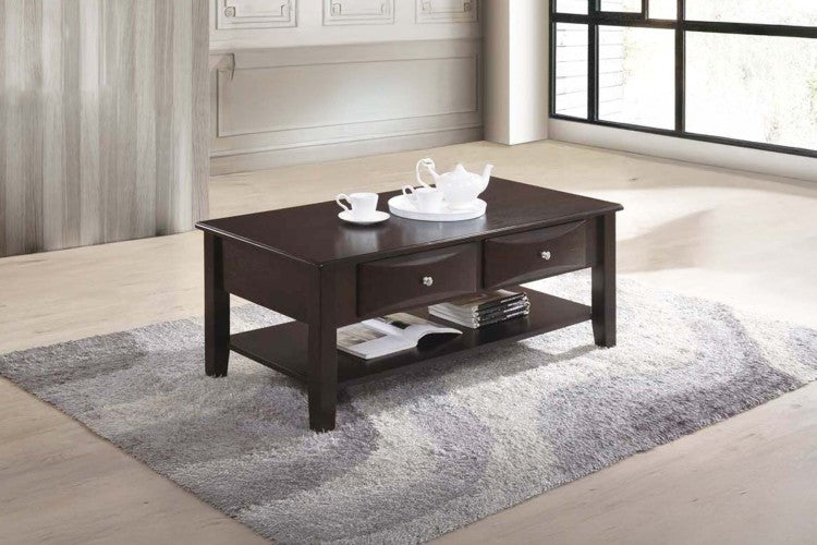 Classic Modern Look Wooden 1Pc Coffee Table Living Room Furniture Table Veneer Top Drawers And Shelf Storage Espresso Antique Black Finish