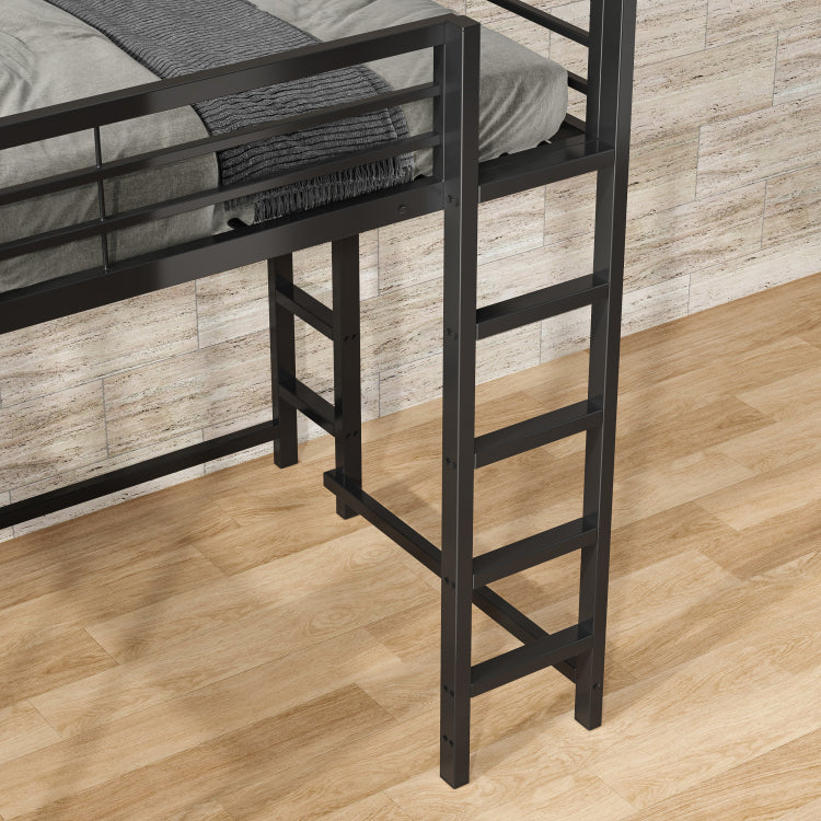 Loft Bed With Desk, Metal Loft Bed Full Size, Full Loft Bed Frame With Desk And Storage Compatible With Boys Girls Teens, Black Bedroom Bed Frame