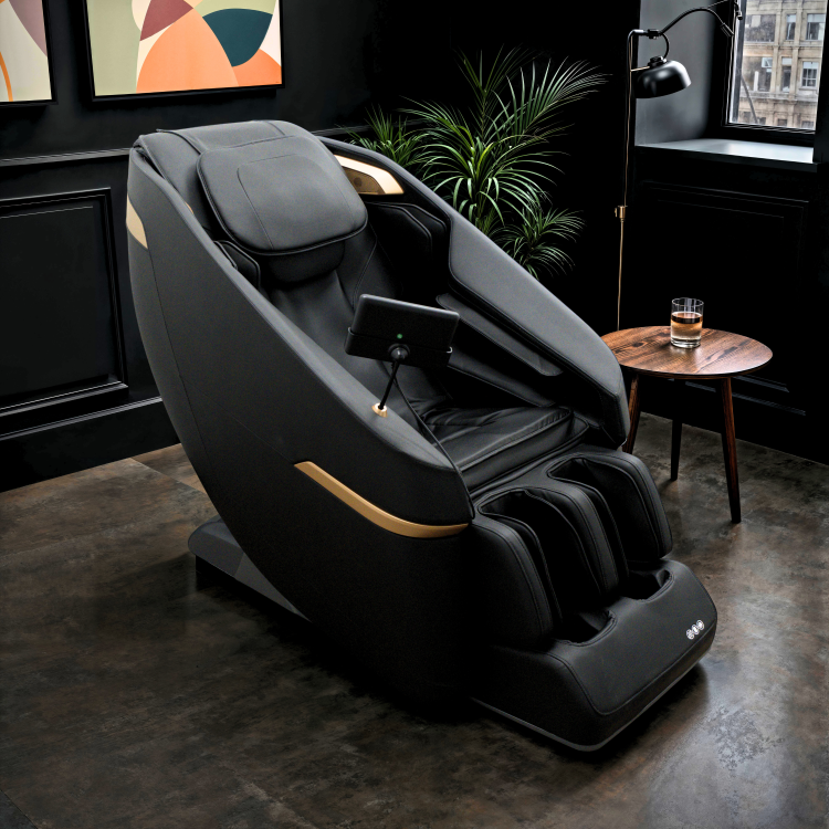 Black Massage Chair With A Tablet Controller