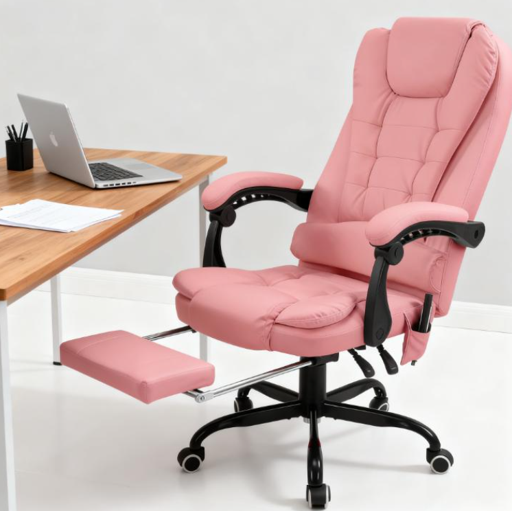 7 Point Vibrating Massage Office Chair High Back Massaging Office Desk Chair , Pink