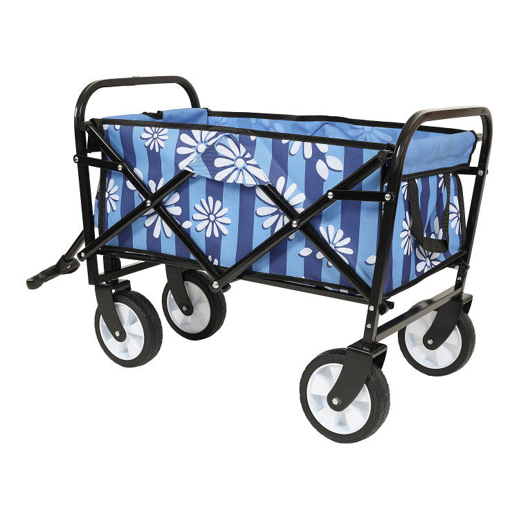 Minimeetall Colorful Collapsible Foldable Wagon Cart With Strapping System, Beach Wagon ,Utility Wagon Grocery Cart Camping Shopping Sports Gardeing Fishing Supports 225Lbs,Blue Vertical