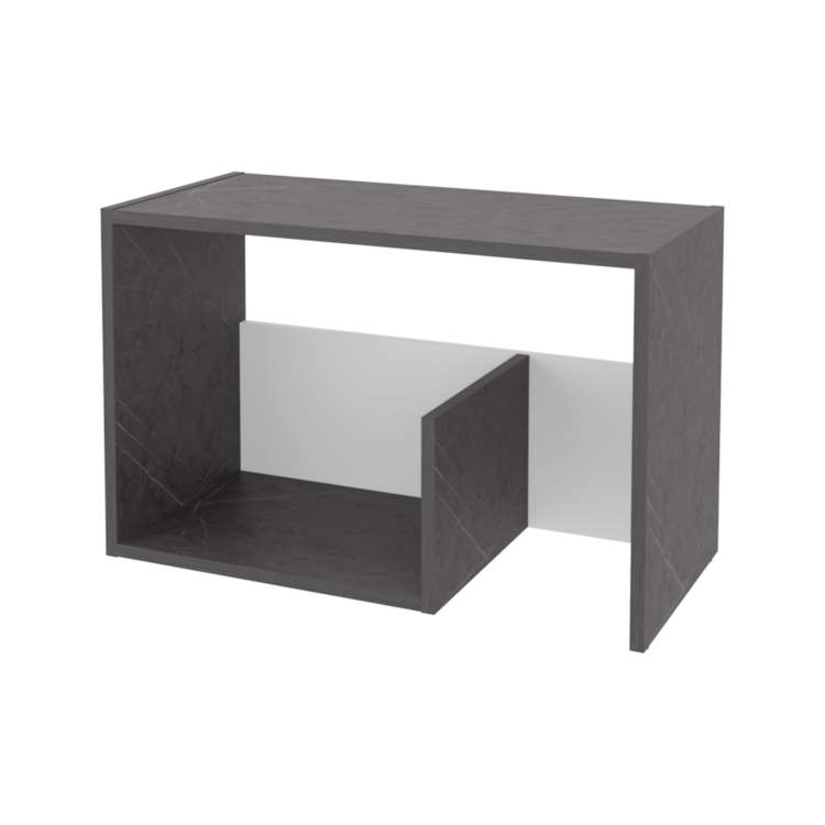Onix And White Side Table In Melamine With Open Storage